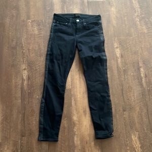 Vince Dylan Ankle Skinny Jeans Leather Stripe Navy